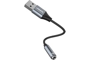 ANDAPA Carte Son USB, Carte Son Externe avec connecteur pour Casque et Microphone 3,5 mm. Convertisseur Audio USB, Compatible avec Windows, Mac, Ordinateurs de Bureau, Linux, PS4/5.