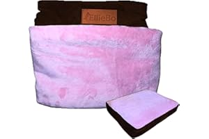 Ellie-Bo Small Dog Bed Cover for 24-inch Dog Cage/Crate - Brown Corduroy/Pink FauxFur