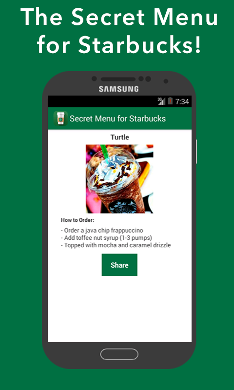 Secret Menu For Starbucks Coffee Frappuccino Tea Hot And Cold Drinks Recipes Amazon Co Uk Appstore For Android