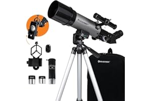 Celestron 22007 Travel Scope 60 DX Telescopio Refractor portátil y Adaptador Smartphone - para Principiantes, Cristal óptico Completamente Revestido, trípode, Mochila, Otros Accesorios, Negro o Gris