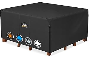 Zettum Pokrowiec na Meble Ogrodowe Kwadratowy 160 x 160 x 73 CM - 600D pokrowiec na stół zewnętrzny wodoodporny, zestaw mebli trawnikowych, duży zestaw pokrowców na stół i krzesła na zewnątrz