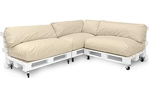 ‎SPATIUM Spatium Jumbo XXL Palettenkissen Set abnehmbar Bezug wasserdicht gesteppt Palettenpolster Palettenauflage Palettensofa (Beige, 7er Set)