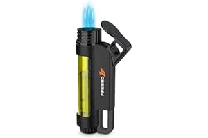 Mechero Soplete Firebird Illume - Encendedor Triple Llama - Recargable con Gas butano (no Incluido) - Gran Rueda para el Ajuste de Llama - Gran depósito de Gas - Ventana para Nivel de Gas