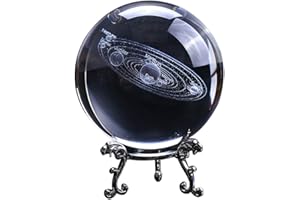 CABINA HOME Glaskugel Fotografie Galaxy Kristallkugel Solar System K9 Glas Lensball Fotokugel mit Metall Ständer 3D-Lasergravur Crystal Ball Fotografie Dekoration Geburtstags Weihnachten Geschenk (60 mm)
