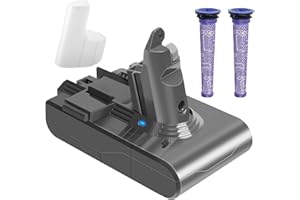 Waitley V6, akumulator zastępczy 6000 mAh do odkurzacza Dyson V6, DC62, DC59, DC61, DC58, DC72, DC74, SV03, SV04, SV05, SV06, SV07, SV09, z 2 filtrami przednimi Dyson, bez śrub.