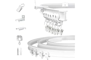 TOKPLNU Curtain Rail, Bendable Curtain Track for Bay Window, 5m Flexible Curtain Track Ceiling Wall Mounted Heavy Duty Curtain Rail Track System RV Room Divider, Curtain Rails and Fittings