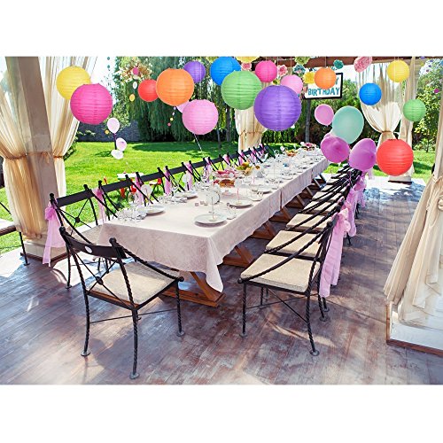 Outus Bunte Runde Papierlaterne für Geburtstag Hochzeit Weihnachten Party Dekoration, 9 Stück - 7