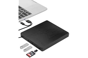 Maxesla Lecteur DVD Externe Carte SD TF USB 3.0 de TypeC et Port clé USB, DVD 8X CD24X Super Rapide Vitesse, Graveur de CD pour Windows 11, Ordinateur Portable, PC, Mac