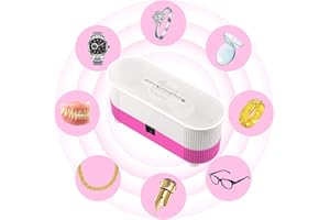 RUIQAS 3-in-1 Ultrasonic Professional Contact Lenses/Eyeglass/Watch/Jewelry Cleaning Machine Washing Cleaner Glasses Box, Battery Powered (Color : Pink)