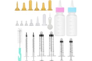 KODEPRO Kitten Feeding Bottles, Pet Syringe Feeding Tool, Pet Nursing Bottle with Nipple,Cleaning Brushes, Hole Opener, Replacement Nipples, for Puppy Kitten Small Mammals and Other Newborn Pets (22 Pcs)