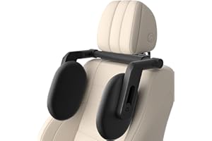 Oasser Zagłówek Samochodowy Zagłówek Samochodowy Dziecko 360 Stopni Regulowany Oddychający Skórzany Uchwyt Na Głowy Samochodu Dla Dzieci i Dorosłych-Czarny