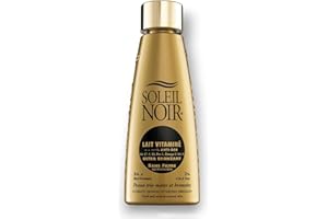 Soleil Noir - Lait Corps Vitaminé Sans Filtre Ultra Bronzant - Peaux Très Mates et Bronzées - Actifs Anti-Âge et Vitamines - Fabrication Française - Flacon avec Capsule Service, 150 ml