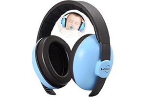 Iwinna Baby Ear Defenders 0-24 Months | Noise Cancelling Headphones for Airplane Travel, Noise Reduction Earmuffs with Soft Headband, Hearing Protection & Sleep Comfort for Sensitive Ears (Blue)