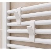 Havlupan Askısı, Radyat&ouml;r ve Havlupan i&ccedil;in &Ccedil;ok Ama&ccedil;lı Askı Aparatı, Beyaz, 10 cm x 2 cm, Havlu ve Bornoz Askılığı, 2 Adet | P