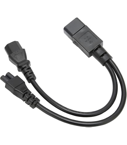 Câble Alimentation Coudé 90° C13 Type F Vers C13 - 0.5m Noir Pour Ordinateur TV Moniteur