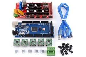 DEWIN 3D Drucker Motherboard Kit, 3D-Drucker RAMPS 1.4 Controller + R3 Board + A4988 Treiberzubehör mit Kühlkörper USB Calbe Jumper Set für Professionelle