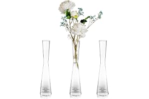 Handgjord hög tunn blomvas: Glaseam 3 st 24,5 cm modern enkelstam smala klara vaser för bord mittpunkt och bröllopsprydnader