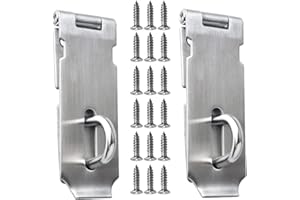 BaiJ Angulo Recto Candado,Portacandados 2 Pack Cierre de Puerta Acero Inoxidable Hebilla de la Puerta con Tornillos para Puerta Armario de Ventana Garaje Jardín Plata 4 Pulgadas