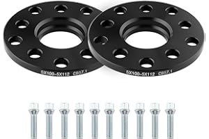 ISINEVER Spurverbreiterung 5x100 5x112 20mm 2x10mm Kompatibel mit VW Golf Kompatibel mit Audi Kompatibel mit Seat mit Radschrauben M14x1.5 Spurplatten Distanzscheibe Mittenzentrierung 57,1mm Schwarz