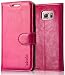 Produktbild Labato Ledertasche Samsung Galaxy S6 Handyhülle, Visitenkartenfach und Aufstellfunktion, Leder, pink, Lbt-SM6-01Z33
