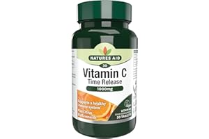 Natures Aid Vitamin C 1000mg Time Release - High Strength with Bioflavonoids - Supports Immunity, Bones & Heart - Antioxidant - Vegan, Gluten-Free, Non-GMO Supplement – 30 Tablets