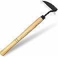 SHANFEEK Japanese Style Hand Weeding Hoe Weeding Tools for Garden Weed Removal Tool Carbon Steel One-Piece Molding with Hard Solid Wood Handle(Wryneck)