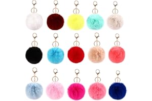 NATUCE Pom Pom puszyste breloki miękkie pluszowe zawieszki brelok kolorowe sztuczne futro puszysty brelok piłka dla kobiet i dziewcząt, a, M, Zawieszka