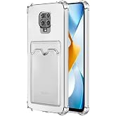 KZY CONTACT Xiaomi Redmi Note 9 Pro Cover Camera Protected Card Holder Transparent Silicone Case with Shock Absorbing Feature