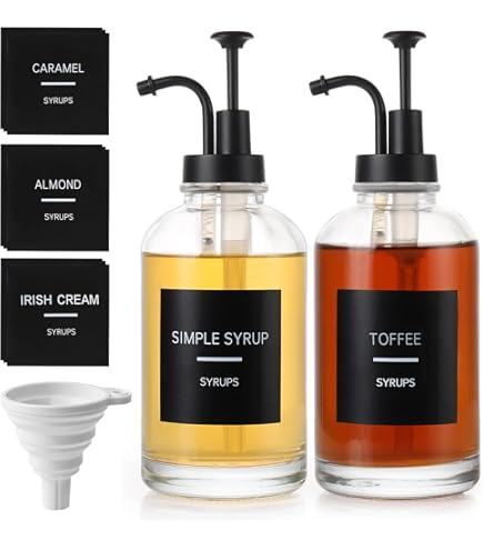 6x Sirup Spender Für 500ml/1000ml Flaschen - Goldene Dosierpumpen Für Café & Bar