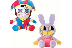 Maomoto Jax Lot de 2 superbes jouets en peluche de cirque numérique pour les fans de télévision, oreiller en coton doux rembourré pour enfants et adultes, choix d'anniversaire et de Noël
