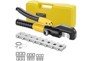 TEENO Hydraulische Crimpzange, mit 9 Sechskant-Schneideisen 12 mm Hub 10T und 9 Kabelschuhe, 4–70 mm² Kupfer und Aluminium-Kabelschuh Crimpwerkzeug-Set
