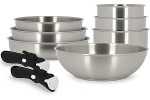 MENASTYL - Batterie de cuisine inox 18/10 amovible 9 pièces Iris Inox sans PFAS - Tous feux dont induction, four, réfrigérateur et lave-vaisselle - Empilable et résistante - Poignée double sécurité