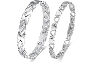 APMGONT Magnetisches Armband Frauen Silber, 2 Stück Damen Magnetarmband mit Ultrastarken Magneten, Magnetische ArmbäNder mit WunderschöNem, Ordentliches und Glitzerndes Design