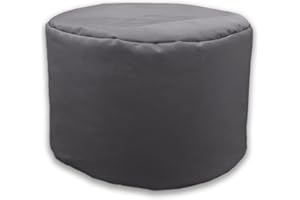 Kosiproducts Beanbag Ottoman Footstool Round Pouf Chair Pouffe Water Resistant 100% soft luxury Polyester (Dark Grey 45x45x45)