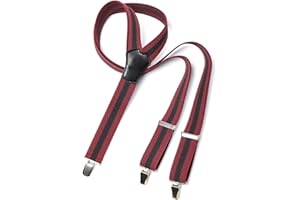 MR. M MR.M Bretelle uomo – 3 clips incrocio Y – Regolabili fino a 195cm - Larghezza 3,5cm - Finiture vera pelle