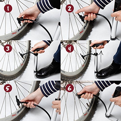 Mini Fahrradpumpe aus Aluminium Kompatibel mit Presta und Schrader Ventile, Silber/Schwarz Tragbare Mini Bike Pumpe mit Rahmen Montage, Perfekt für Fahrrad – Not Just A Gadget - 7
