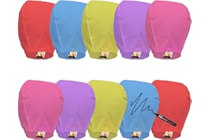 CHAO LA Chinese Sky Lanterns to Release(10 Pack), 100% Biodegradable Paper Memorial Sky Lanterns, Eco Friendly Outdoor Flying Lanterns Suitable for Weddings - Anniversaries or Other Events, Coloured