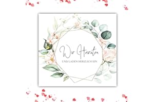 ‎KACKSPECHT Kackspecht 12 Einladungskarten Hochzeit Einladung zur Hochzeit klassisch Quadratisch 14,8 x 14,8 Hochzeitseinladung Wir Heiraten Karten Save The Date Eukalyptus Boho