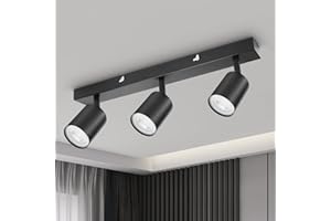 Dehobo Belka sufitowa Spotlight w matowej czerni Lampy sufitowe Reflektory z gniazdem GU10 3 kierunkowe oświetlenie sufitowe Wewnętrzne oświetlenie punktowe do kuchni Salon Sypialnia Jadalnia