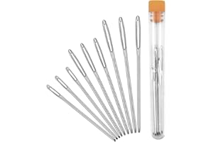 NICELAND 9Pcs Aiguilles émoussée à Bout Rond Aiguille, Aiguilles à Coudre Aiguilles à Grand Œil Aiguille à Laine avec Bouteille Transparente pour laine Cuir