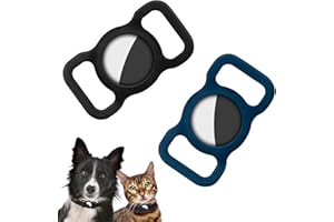 Ainiv Collar para Perro para Airtag, 2 Pieza Funda de Silicona para AirTag, Funda Protectora, Antipérdida GPS Finder para Mascota, Gato Collar (Azul+Negro)