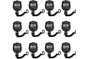 LIUDUO Chronomètre numérique Multifonction pour Le Sport, Grand écran avec Date, Heure et Fonction Alarme, Convient pour Les entraîneurs Sportifs, Les entraîneurs de Fitness et Les arbitres (Lot de 12)