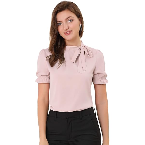 Allegra K Donna Camicetta In Raso Camicia Casual Da Ufficio Blusa Con Scollo A Buco Della Serratura E Maniche A Fessura In Chiffon Bianca S