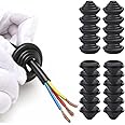 ZACUDA 20 PCS 25mm Dia Groove Wire Grommets Gasket Guard Ring Electrical Wiring Rubber Grommet Black Tower Shape Firewall Hole Plug for High and Low Voltage Electrical Cabinets, Outlets to Guard Wires