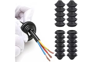 ZACUDA 20 PCS Arandelas de Goma para Cables de Diámetro 25mm Pasamuros Goma de Torre Negro Tapones de Ojal Arandelas para Protección de Cables para Gabinetes Eléctricos de Alto y Bajo Voltaje