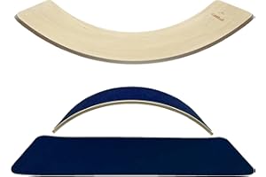 KiddiRedi® Wooden Balance Board Montessori Wobble Sensory Feeling Toddler Kids Adults Curvy Seesaw Swing Learning Development Health Physical Education Toy Free Extra Felt Toy Wood Play Autism ADHD