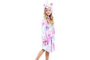 CERUWUM Peignoir Licorne pour Filles Robes de Chambre en Molleton Doux avec Capuche