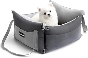 CJYMMFAN Siege Auto Chien Voiture pour Petite et Moyenne Moins de 15kg, Panier Chien Voiture Portable avec Aire de Repos Extensible, Siège Auto Détachable pour Le Transport avec Clip de Sécurité