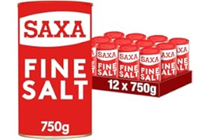 Saxa Fine Table Salt For Table & Cooking, 750 g Drum (Pack of 12)