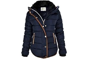 Fashion Thirsty WOMENS LADIES QUILTED WINTER COAT PUFFER FAUX FUR COLLAR HOODED JACKET PARKA SIZE NEW